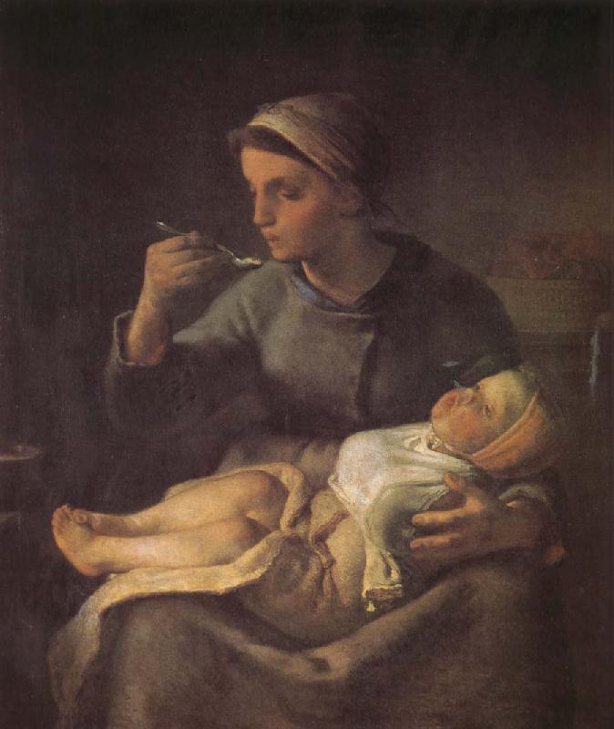 Jean Francois Millet Woman feeding the children Sweden oil painting art